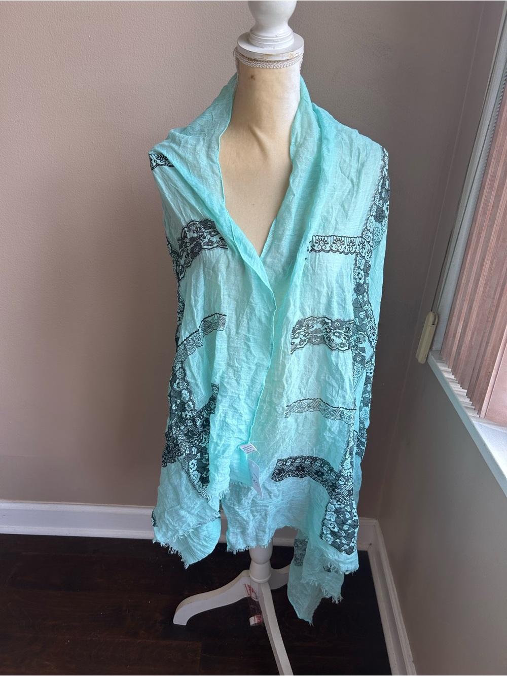 Rue 21 Womens Scarf Green Floral Lace Print New 5000-3102